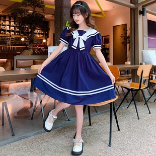 女童连衣裙夏季2025新款洋气儿童夏装公主裙中大童时髦海军风裙子