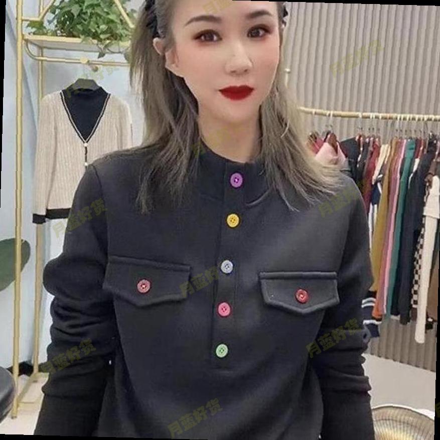 德绒高级感立领长袖T恤女秋季新款大码显瘦内搭打底衫妈妈装上衣