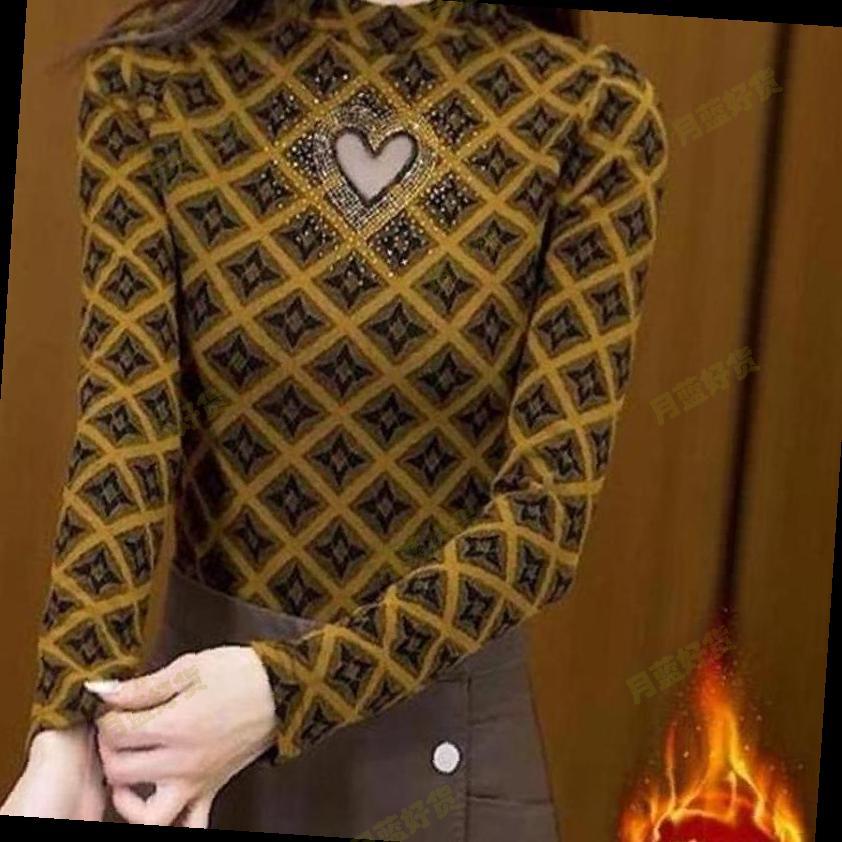 秋冬新款时尚半高领德绒打底长袖小衫显瘦加绒保暖加厚气质妈妈装