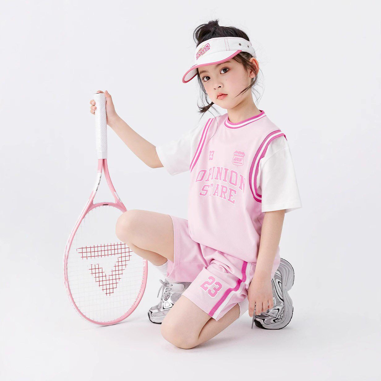 女童运动套装夏季新款中大童女孩时尚休闲风篮球服训练装两件套