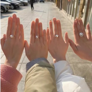 澳白大珍珠戒指12-13mm天然海水冷白宝石光极光s925纯银开口推荐