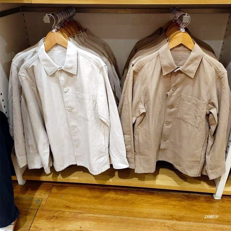 春季男装女装棉麻衬衫式茄克长袖休闲外套宽松夹克477557