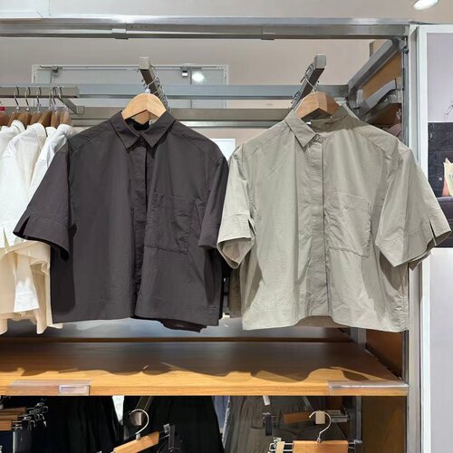 女装男装休闲宽松翻领纽扣短衬衫/短袖衬衣外套春夏新款488448