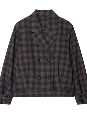 ZA家女装夏季新款 时尚ZW系列格纹双襟外套2250836