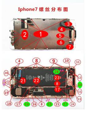 适用苹果7代/7Plus手机全套螺丝iPhone8代/8Plus内部主板机身螺丝