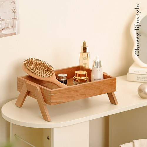 北美樱桃实木桌面香薰水收纳托盘护肤化妆品杂物盒首饰玄关置物架
