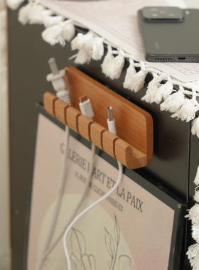 樱桃木电脑桌面集线器充电数据线固定器免打孔联排插头收纳挂钩