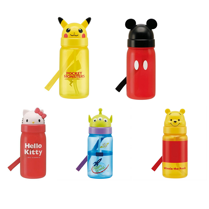 日本原装进口skater儿童皮卡丘卡通背带造型吸管杯冷水杯350ml