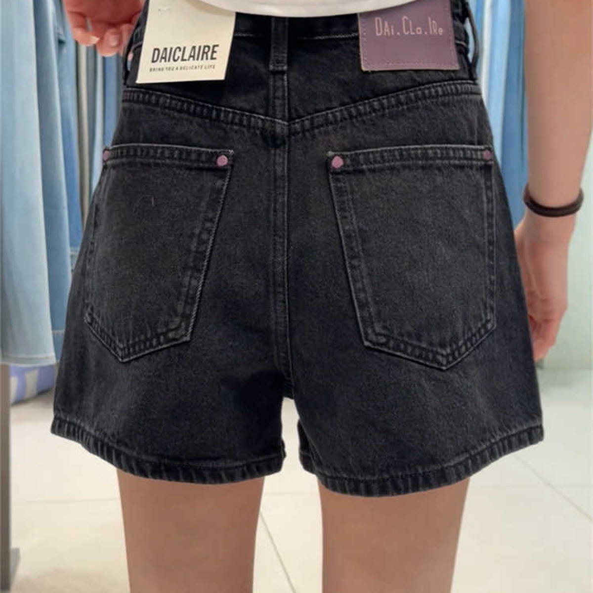代嘉儿牛仔短裤女2025夏季薄款黑色高腰显瘦无弹百搭弹力热裤1821