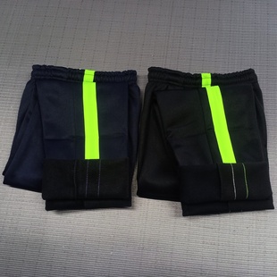 冬季厚加绒校服裤子藏蓝色拼荧光绿宽杠浅绿条一道杠直筒通用校裤