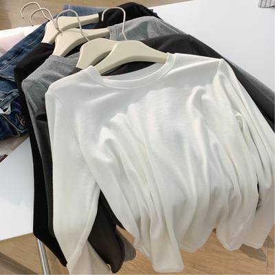 长袖简约弹力上衣打底衫T恤