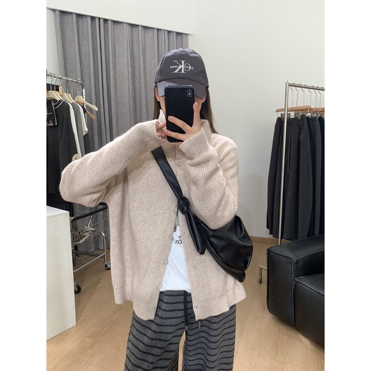 糯叽叽高领针织开衫内搭毛衣