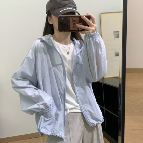 连帽短款50+防晒衣拉链外套