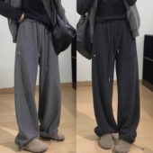 秋冬两穿休闲裤 加绒加厚束脚口卫裤 直筒阔长裤 细米定制 暖暖裤