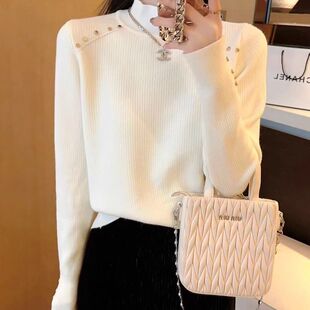 一体绒加厚高级感毛衣半高领打底衫女2025冬新款洋气保暖内搭上衣