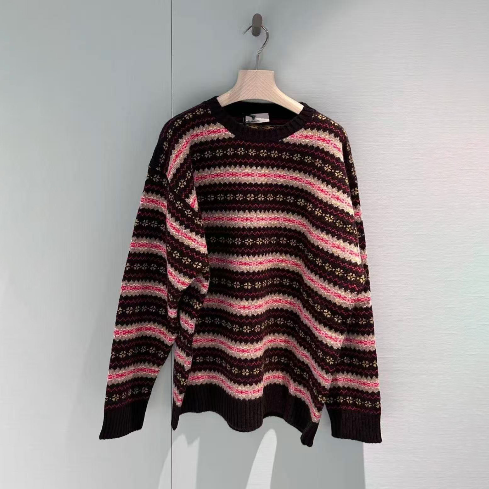 ZG级牛货  25新款羊毛圆领复古撞色条纹Oversize版型费尔岛毛衣女