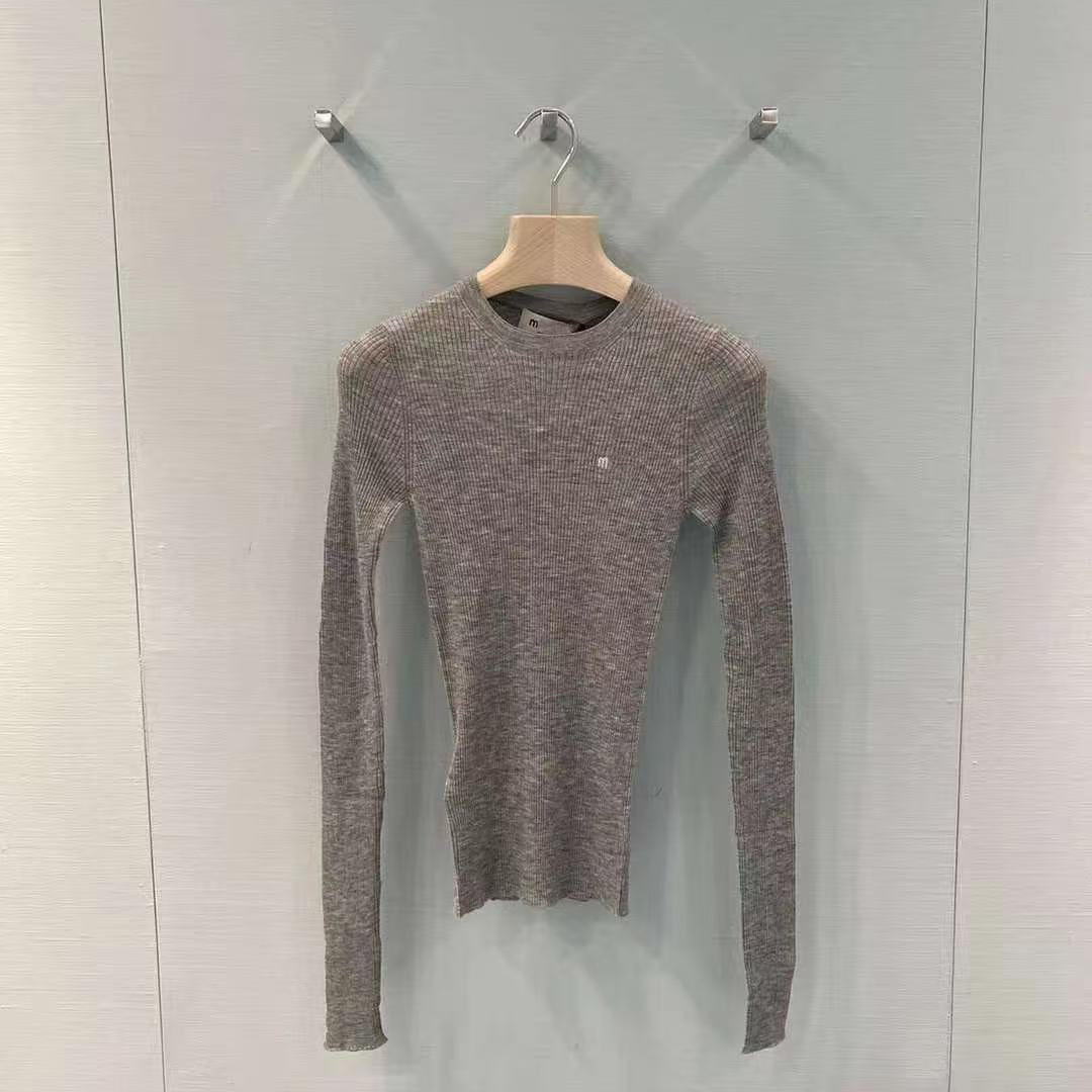 ZG级 M牛货 羊绒与桑蚕丝混纺圆领修身版针织衫毛衣打底衫女