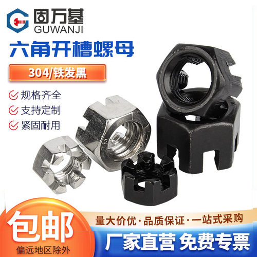 【可开专票】粗细牙六角开槽螺母