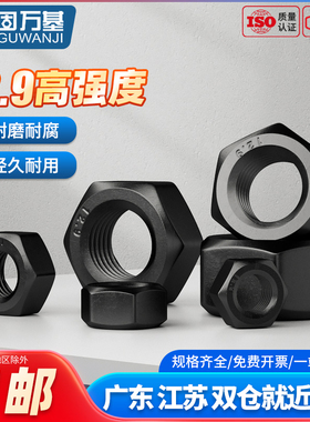 12.9级螺母高强度六角螺母大全GB6170发黑8级螺丝帽M2M3M4M5-M36
