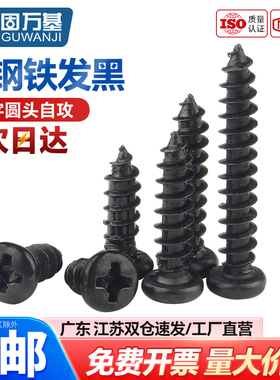 铁黑十字圆头自攻螺丝PA盘头螺钉尖尾螺丝钉M2.3/M2.6/M2.8M3M4M5