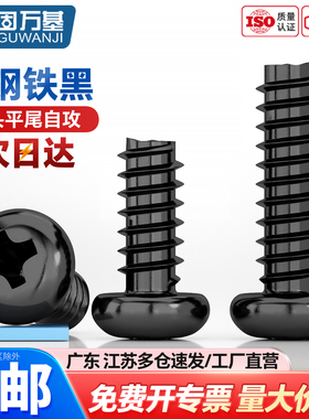 铁发黑十字圆头平尾自攻螺丝PB盘头平尾螺丝钉M2/M2.6M3/M3.5M4
