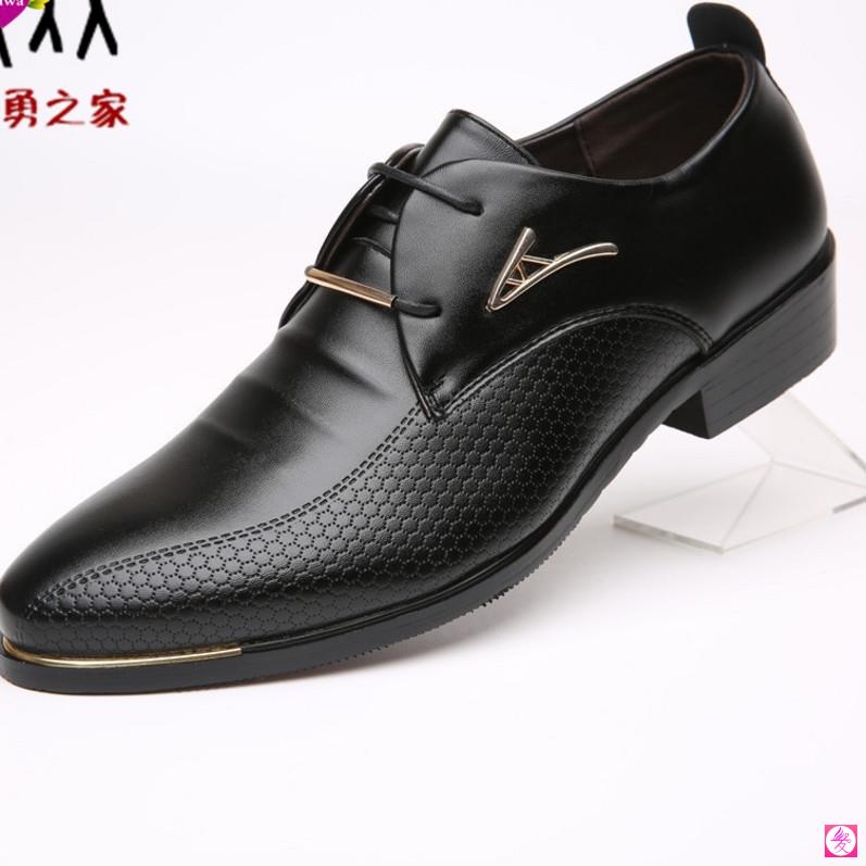 Men Dress Shoes Pointed Toe Business Casual Shoe Brown Black