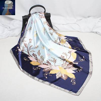 2020  silk scarf women's printed square hijab scarf印花方巾