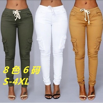 2020Fashion elastic jeans women penci pants Ladies trousers