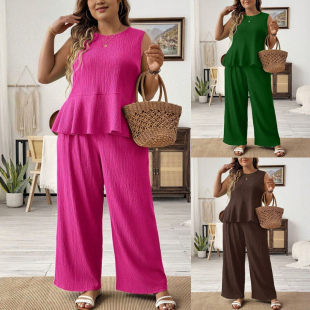 Plus women size summer suit Two casual set大尺码 两件式 piece