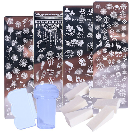 1 Set Nail Art Stamp Plates Nail Polish Print Leaf Flower - 封面