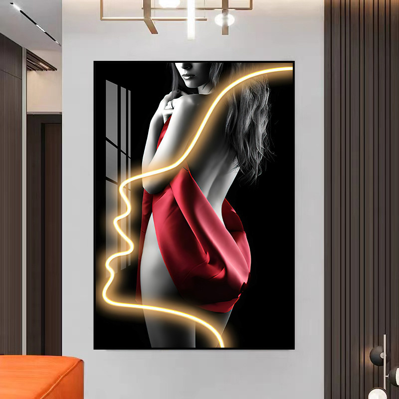 现代黑白装饰画美女艺术卧室床头玄关画现代人物抽象客厅竖版挂画