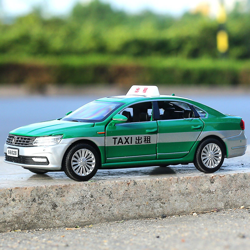4开门出租车帕萨特合金车模型回力声光玩具汽车的士散装