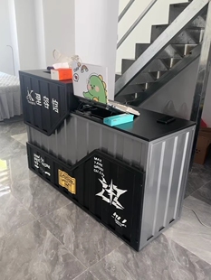 工业风收银台咖啡厅吧台机车俱乐部集装箱铁艺创意商用前台接待台