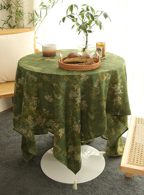 涧影竹摇新中式印花桌布古典雅致流苏餐桌布长方形茶几圆桌台布