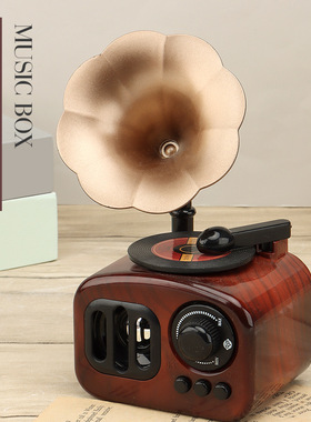 复古留声机音乐盒治愈北欧风桌面小摆件生日送朋友女生男生小礼物