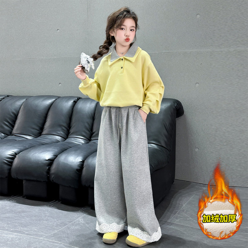 女童卫衣套装春秋季2026新款大儿童洋气运动春装女孩多巴胺两件套