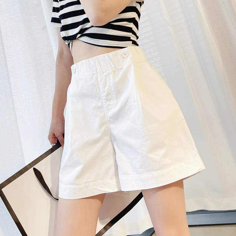 白色短裤女夏季薄款2026新款a字高腰显瘦宽松阔腿大码休闲裤子女