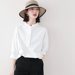 白色短袖衬衫女设计感小众新款2024年夏季高级感气质五分袖上衣女