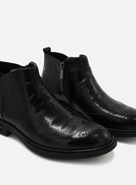 2024牟工装皮鞋MOFUL广州正版布洛克雕花男士高档全皮短靴H8888