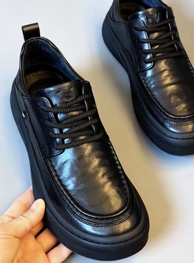2024新款秋季纯皮绅士商务休闲舒适圆头时尚百搭软底皮鞋男18386