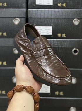 70123男鞋纯皮夏季商务休闲一脚蹬豆豆鞋懒人驾车皮鞋抛光软底鞋