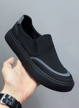 323999欧洲站新款时尚单鞋休闲板鞋网鞋低帮男士黑色透气休闲男鞋