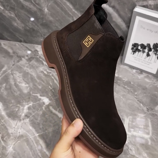 新款 休闲男皮鞋 高帮一脚蹬男士 韩版 靴 磨砂翻毛皮鞋 6038O软皮板鞋
