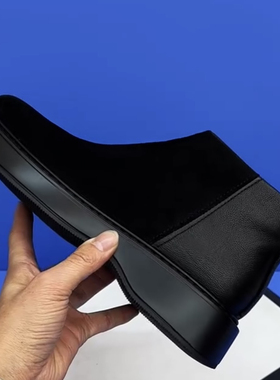 02811商务休闲软皮板鞋新款高帮侧拉链男士黑色鞋韩版休闲男皮鞋