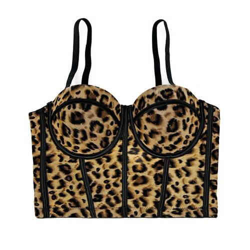 Women Summer Leopard Bustier Bra Corset Top to Wear Out Kore