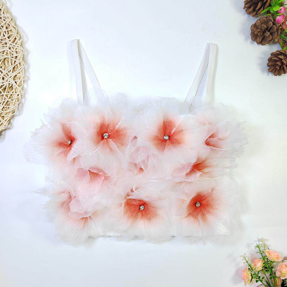 3D立体花朵钉珠鱼骨收腰抹胸女Ladies with chestpads and straps