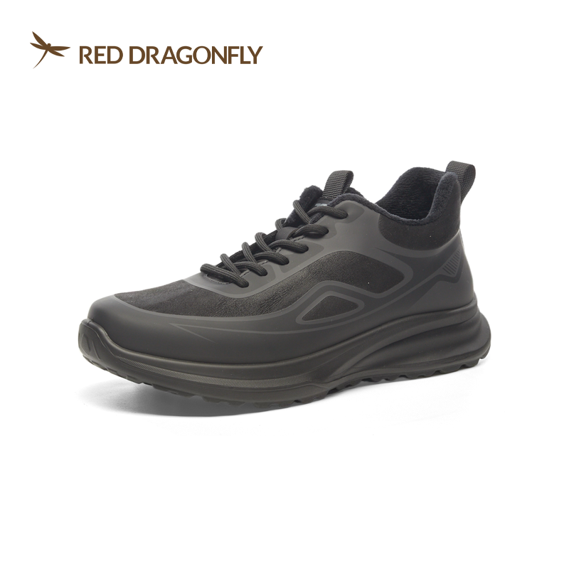 红蜻蜓冬男休闲运动单鞋厚底加绒