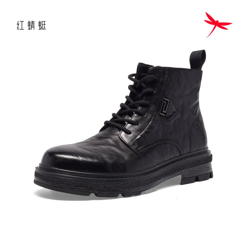 红蜻蜓2025秋冬男式马丁靴DD61771001B牛皮靴方跟DD61771002H厚底