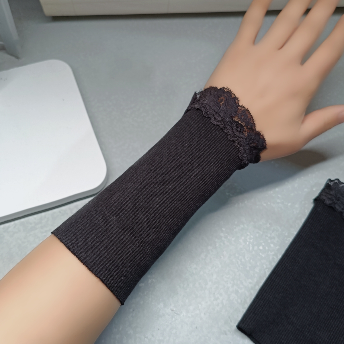 春秋薄款螺纹拼接卫衣毛衣袖口加长配饰护腕品质蕾丝花边假袖子女