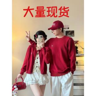 外套毛衣女假两件开衫 新款 男套头毛衣新年圣诞 秋冬季 实拍情侣装